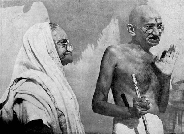 Gandhiji and Kasturba Gandhi at Sevagram Ashram, 1942